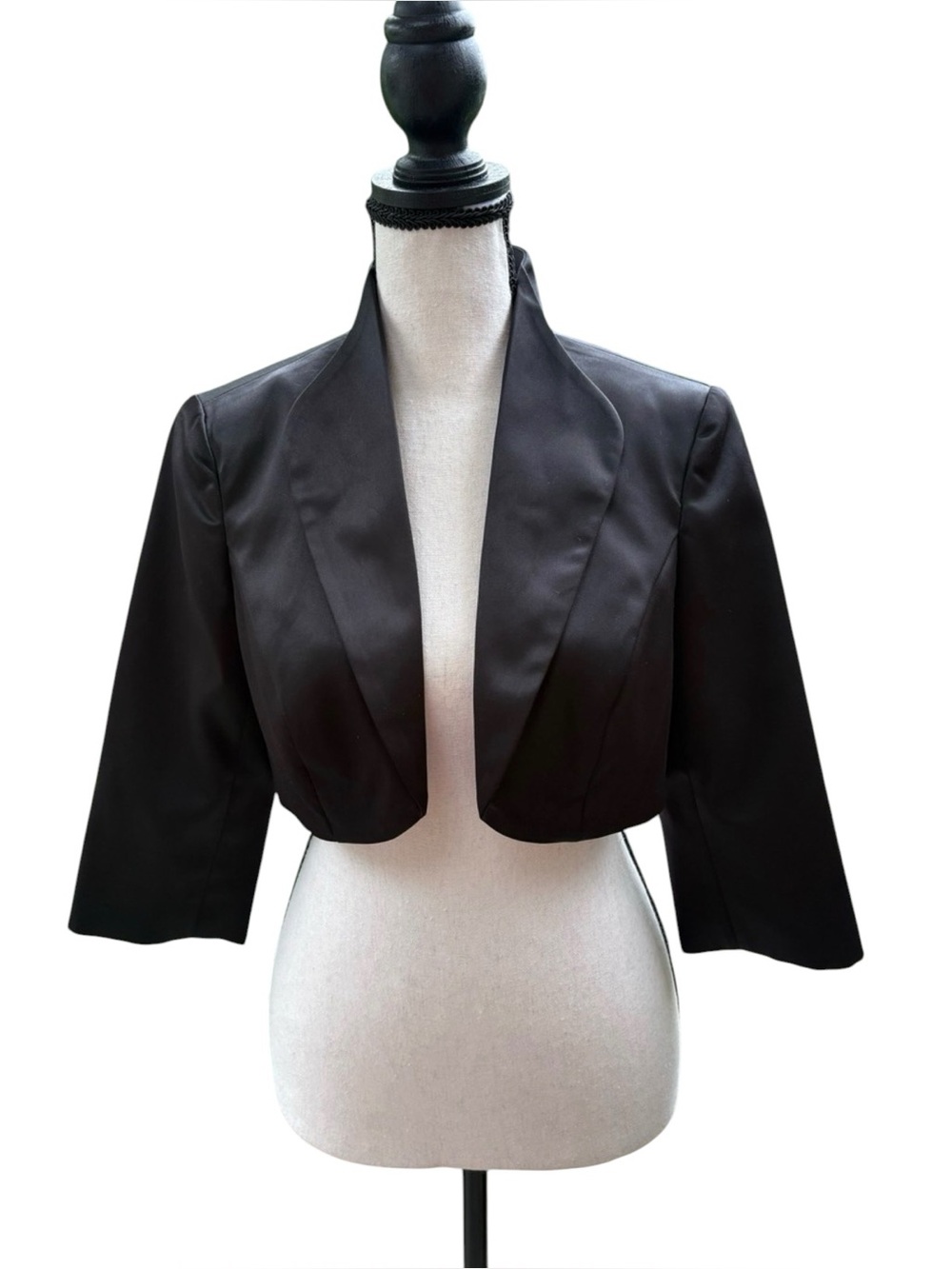White House Black Market Black Cropped Open-Front Bolero Blazer